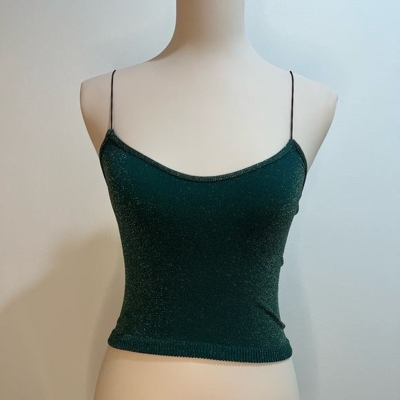 Free People NWOT Brami Seamless Sparkle Cami in Deep Emerald Green - Picture 6 of 10
